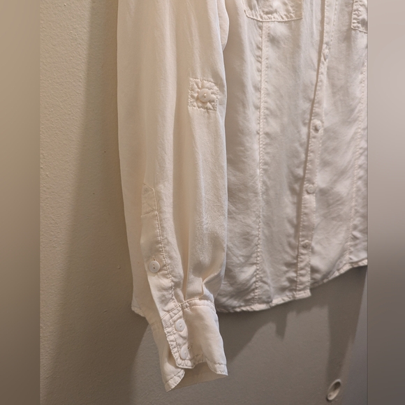 PURE Collection Cream Button Down Shirt Long Sleeve 100% Silk- US 14/16 - Picture 6 of 11